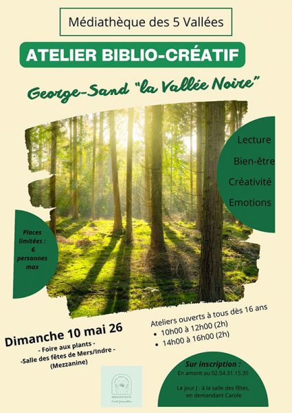 Atelier biblio créatif George Sand et la Vallée Noire