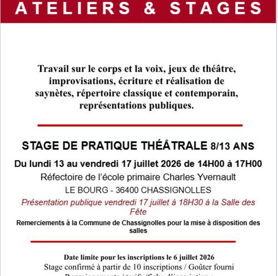 Stage de pratique théâtrale