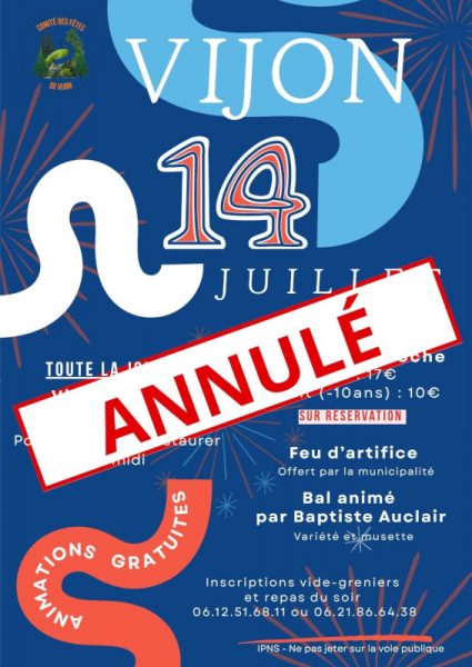 Festivités du 14 juillet : Annulé
