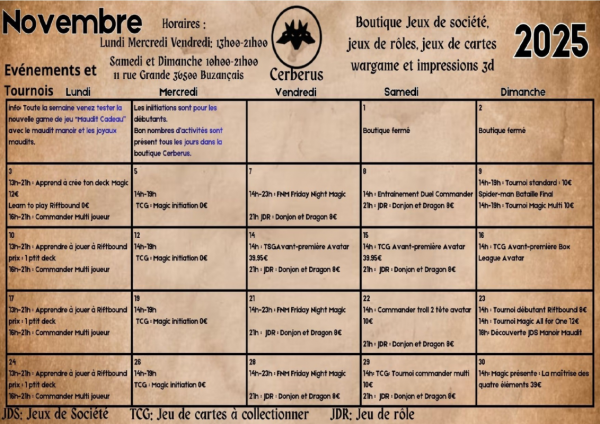 Événements du mois