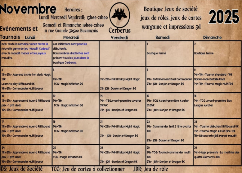 Événements du mois