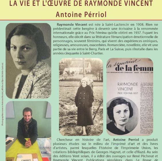 Conférence : La vie et l’oeuvre de Raymonde Vincent
