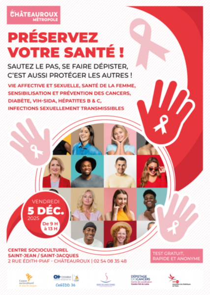 Dépistages diabète, VIH-SIDA, hépatites B & C, infections sexuellement transmissibles