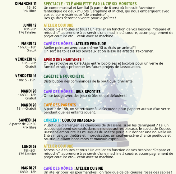 Programmation du mois à la Secousse