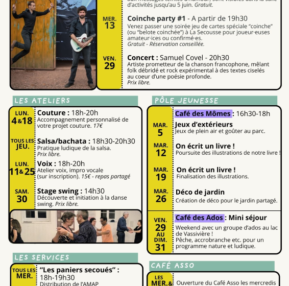 Programmation du mois à la Secousse