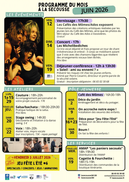 Programmation du mois à la Secousse