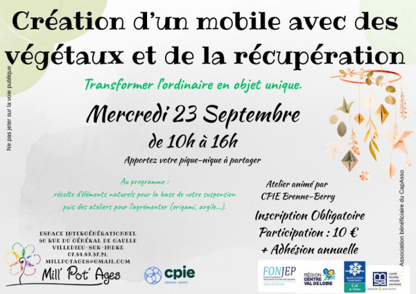 Création d&rsquo;un mobile avec des végétaux et de la récupération