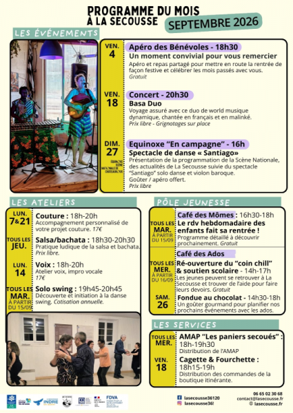 Programmation du mois à la Secousse