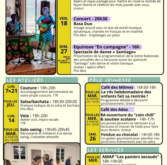 Programmation du mois à la Secousse