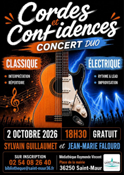 Cordes et confidences, Concert duo – guitare sèche et guitare électrique