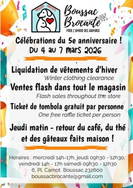 5ème anniversaire de Boussac Brocante