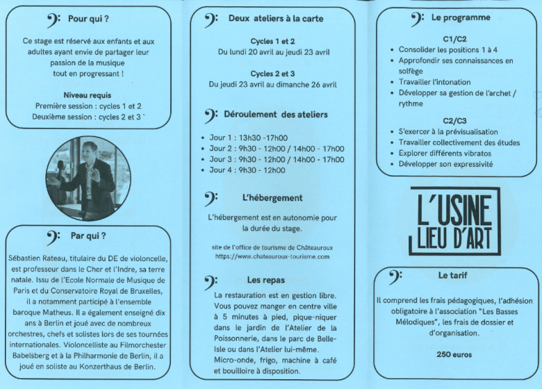 Stage : Les petits ateliers du Violoncelle