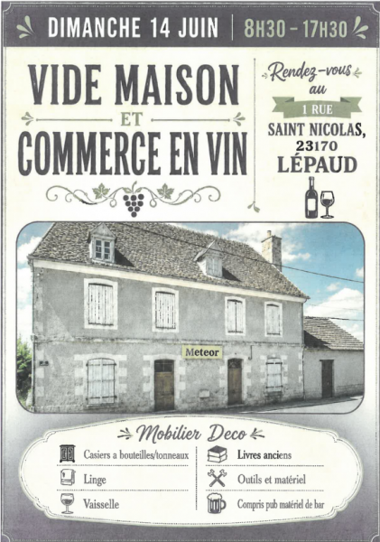 Vide maison & commerce en vin