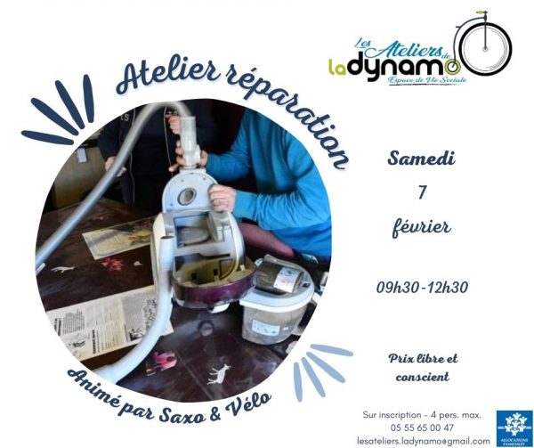 Atelier réparation (petits électroménager, machine à coudre …) – Repair workshop (small household appliances, sewing machines …)